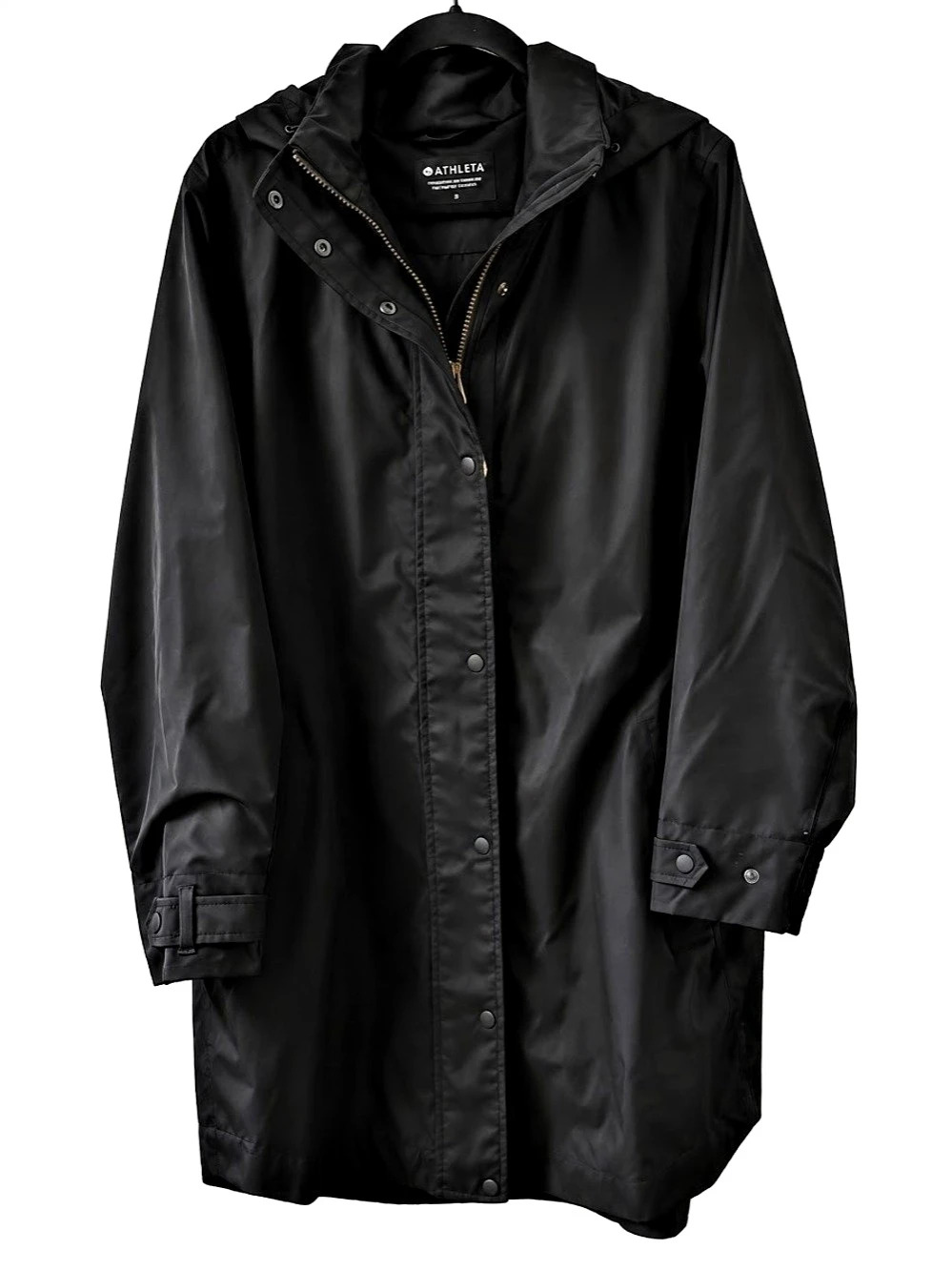 Athleta Black Fall Rainout Sutro Long Trench Black 1X
